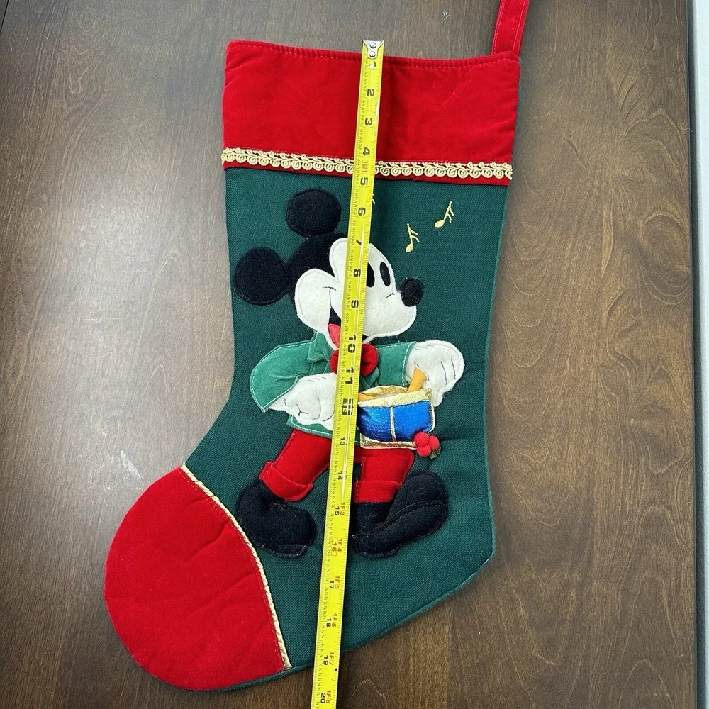 Vintage Disney Mickey Minnie Mouse Felt 3D Christmas Stocking Drummer Caroler
